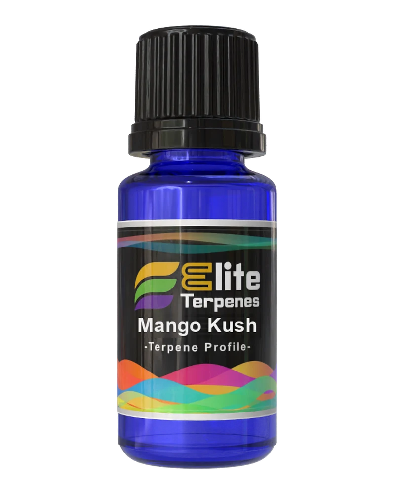 Mango Kush, Elite Terpenes labelled blue bottle