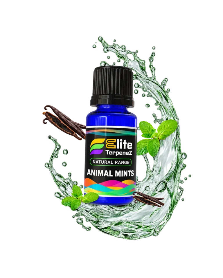 Animal Mints Natural Terpenes blue bottle with flavour artwork