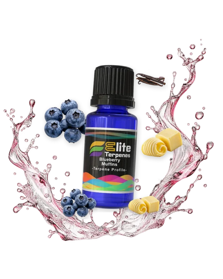 Blueberry Muffins Infused Terpenes blue bottle with flavour artwork