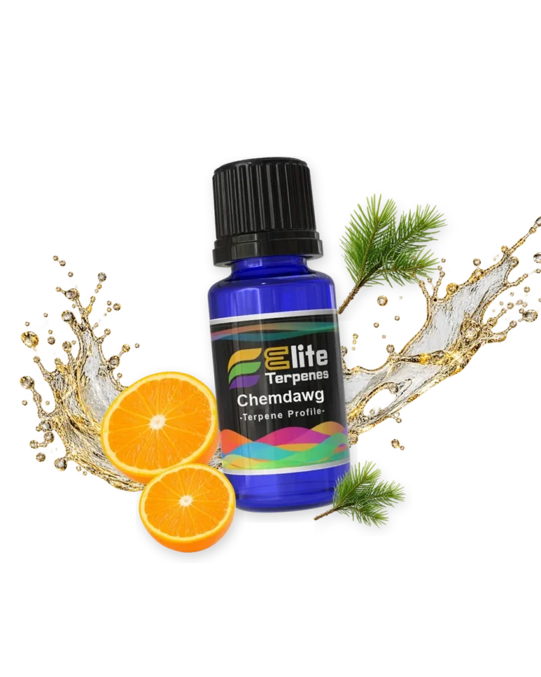 Chemdawg Natural Terpenes blue bottle with flavour artwork