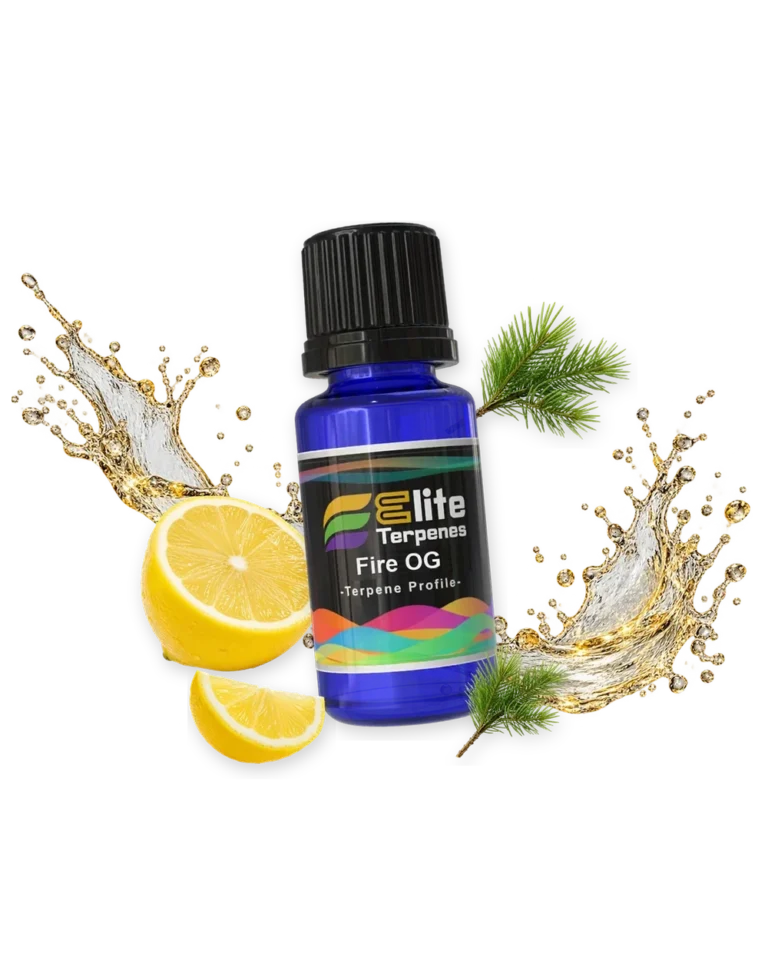 Fire OG Classic Strains blue bottle with flavour artwork