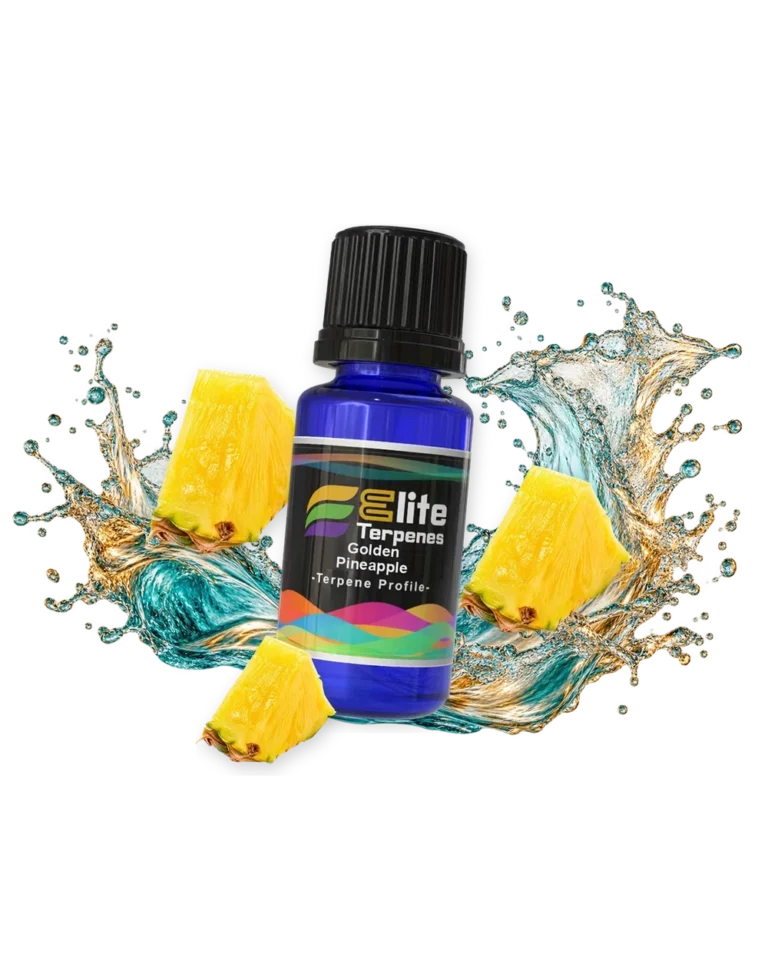 Golden Pineapple Flavour Infused blue bottle with flavour artwork