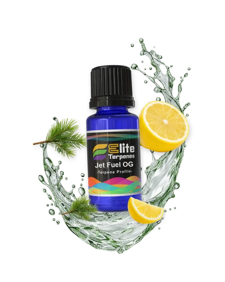 Jet Fuel OG Natural Terpenes blue bottle with flavour artwork
