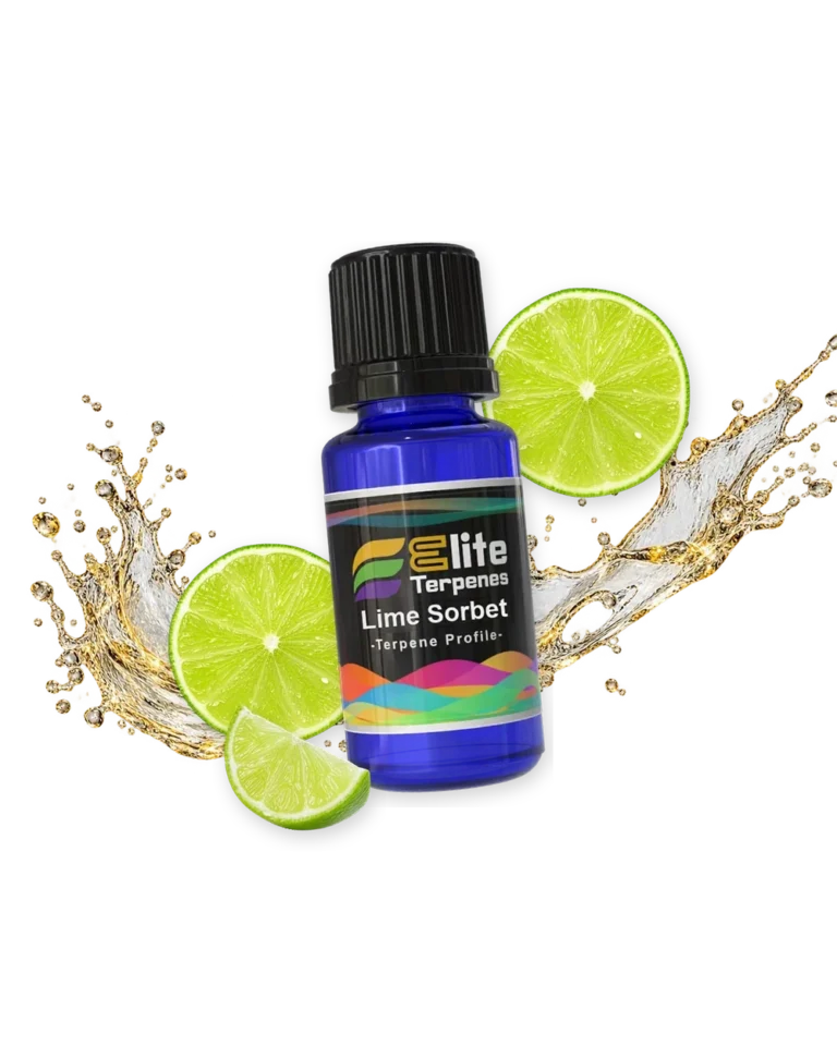 Lime Sorbet Infused Terpenes blue bottle with flavour artwork