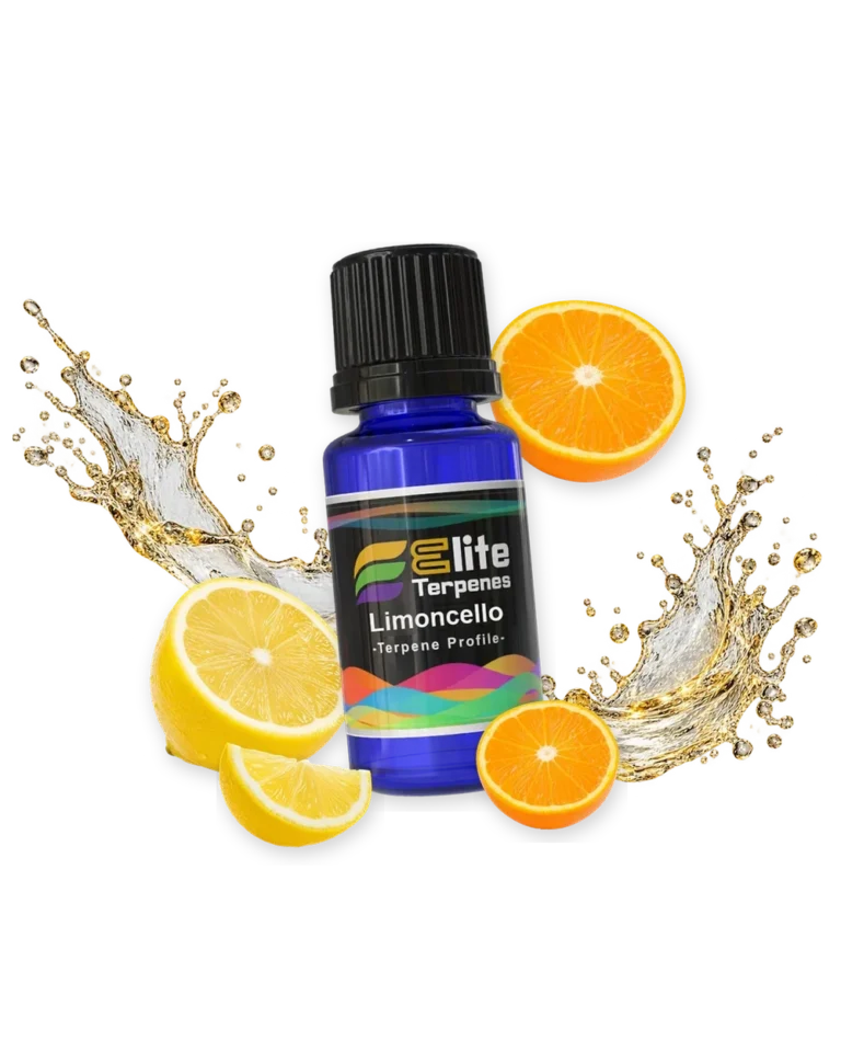 Limoncello Natural Terpenes blue bottle with flavour artwork