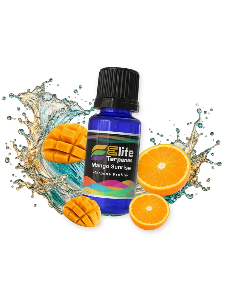 Mango Sunrise Flavour Infused blue bottle with flavour artwork