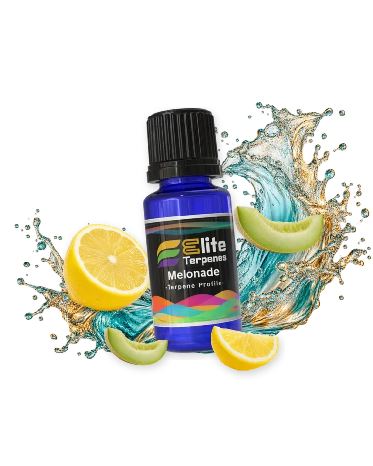 Melonade Infused Terpenes blue bottle with flavour artwork