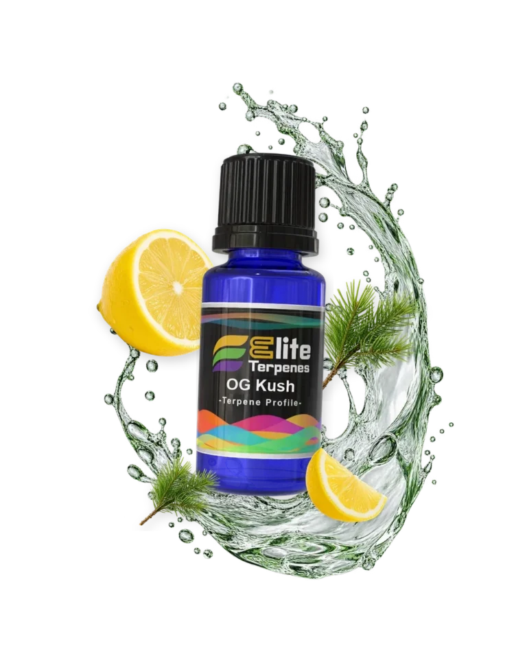 OG Kush Natural Terpenes blue bottle with flavour artwork