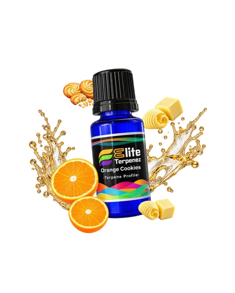 Orange Cookies Classic Strains blue bottle with flavour artwork