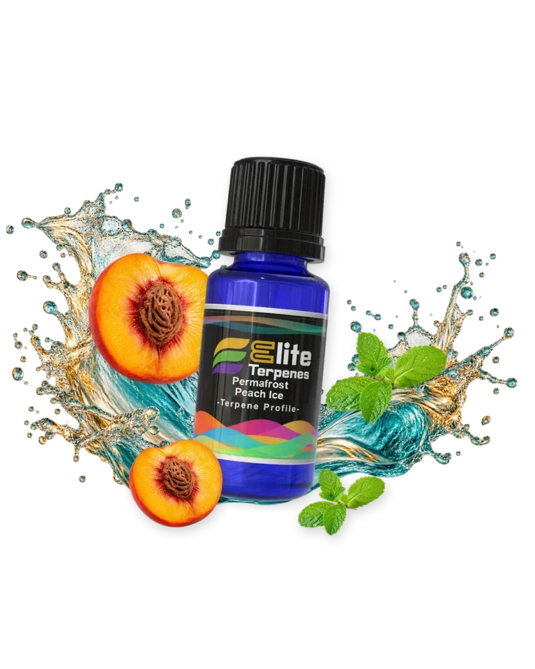 Permafrost Peach Ice Flavour Infused blue bottle with flavour artwork