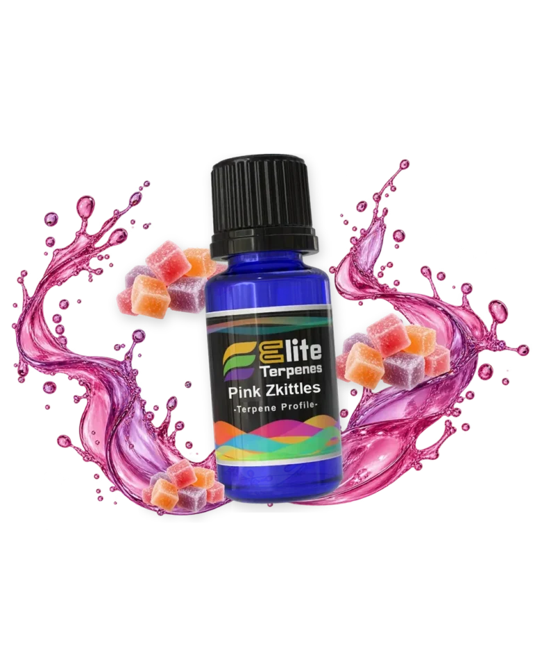Pink Zkittles Infused Terpenes blue bottle with flavour artwork