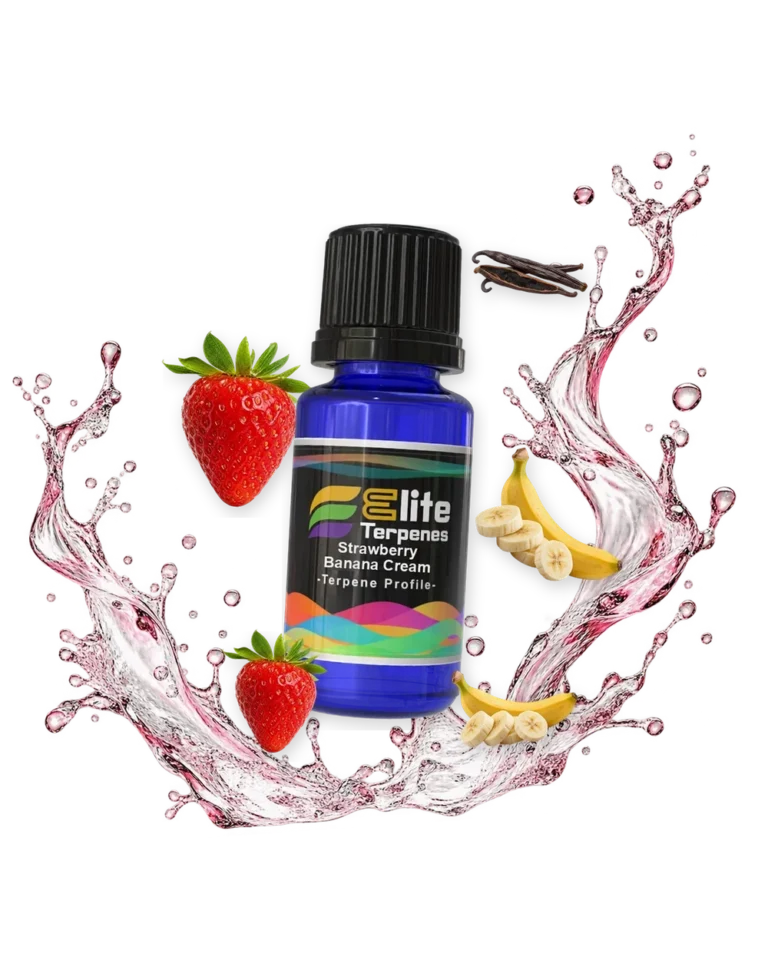 Strawberry Banana Cream Flavour Infused blue bottle with flavour artwork