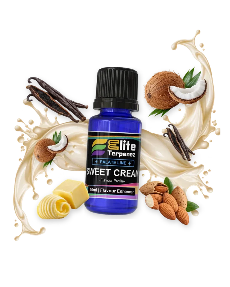 Sweet Cream Palate Line flavour enhancer bottle in a splash with vanilla, coconut, butter and almonds, Elite Terpenez