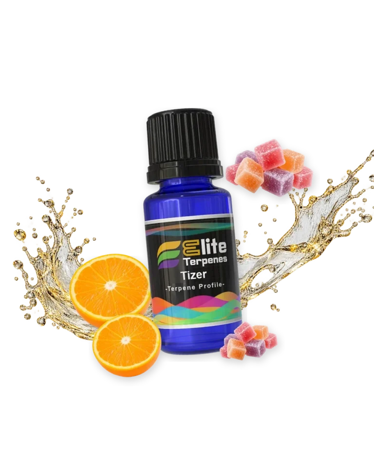 Tizer Infused Terpenes blue bottle with flavour artwork