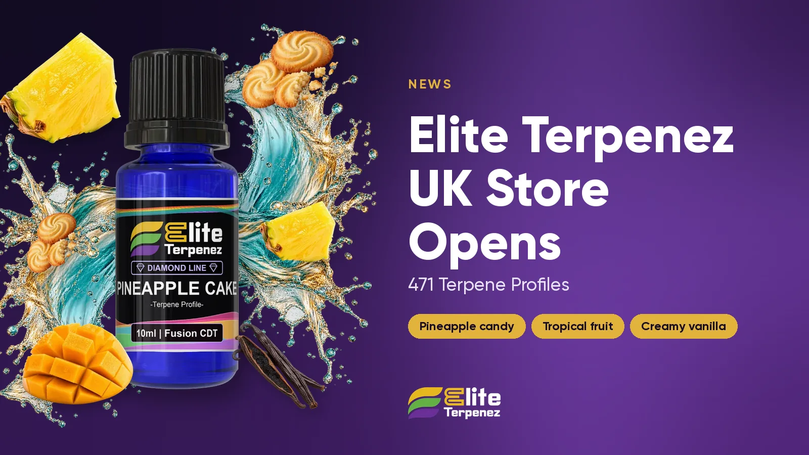 Elite Terpenez UK store launch with bottles from all five terpene lines | Elite Terpenez