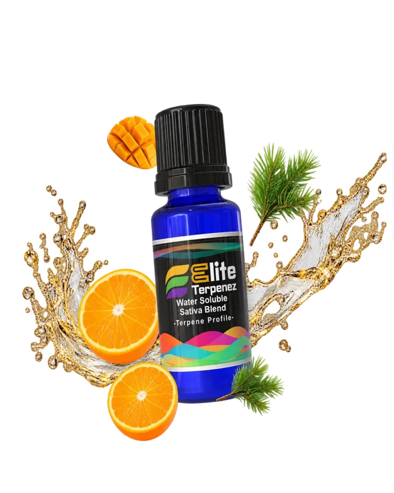 Water Soluble Sativa Blend Classic Strains blue bottle with flavour artwork