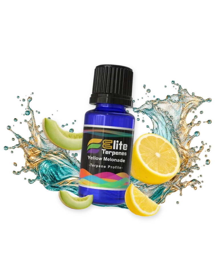 Yellow Melonade Infused Terpenes blue bottle with flavour artwork
